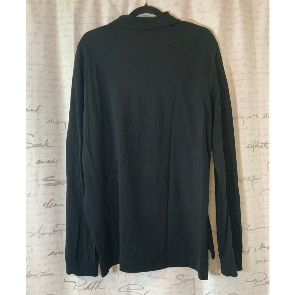 Polo Ralph Lauren Mens Long Sleeve Polo Shirt Rugby Large Black Purple Pony Logo - Picture 2 of 3